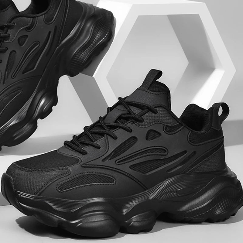Air Mesh Platform Sneakers Casual Running Shoes — Black | KIMLUD