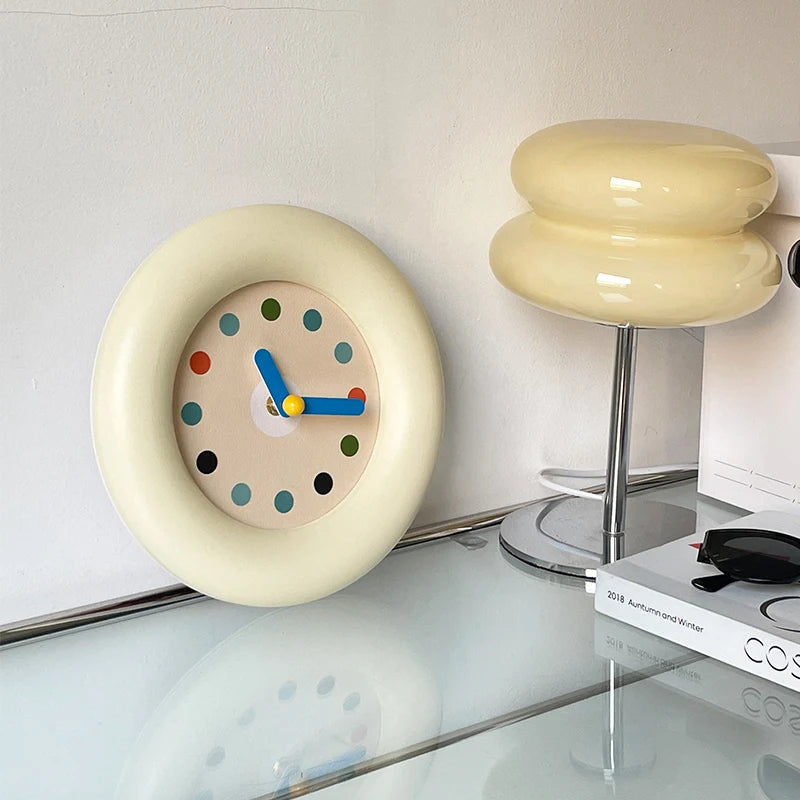 Antique European Wall Clock Cartoon Art, Sculptural Light Luxury Decor — Ivory | KIMLUD