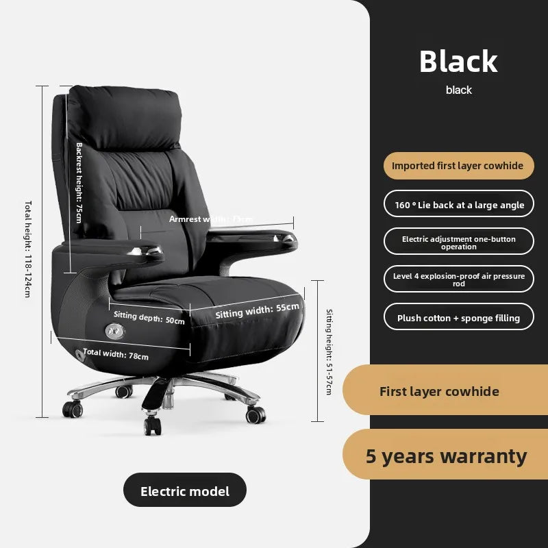 Genuine Leather Executive Office Chair Massage — Cream | KIMLUD