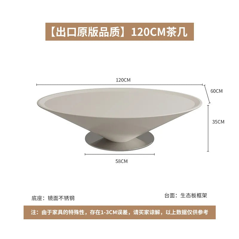 Minimalist Round Coffee Table Unique Aesthetic — White | KIMLUD
