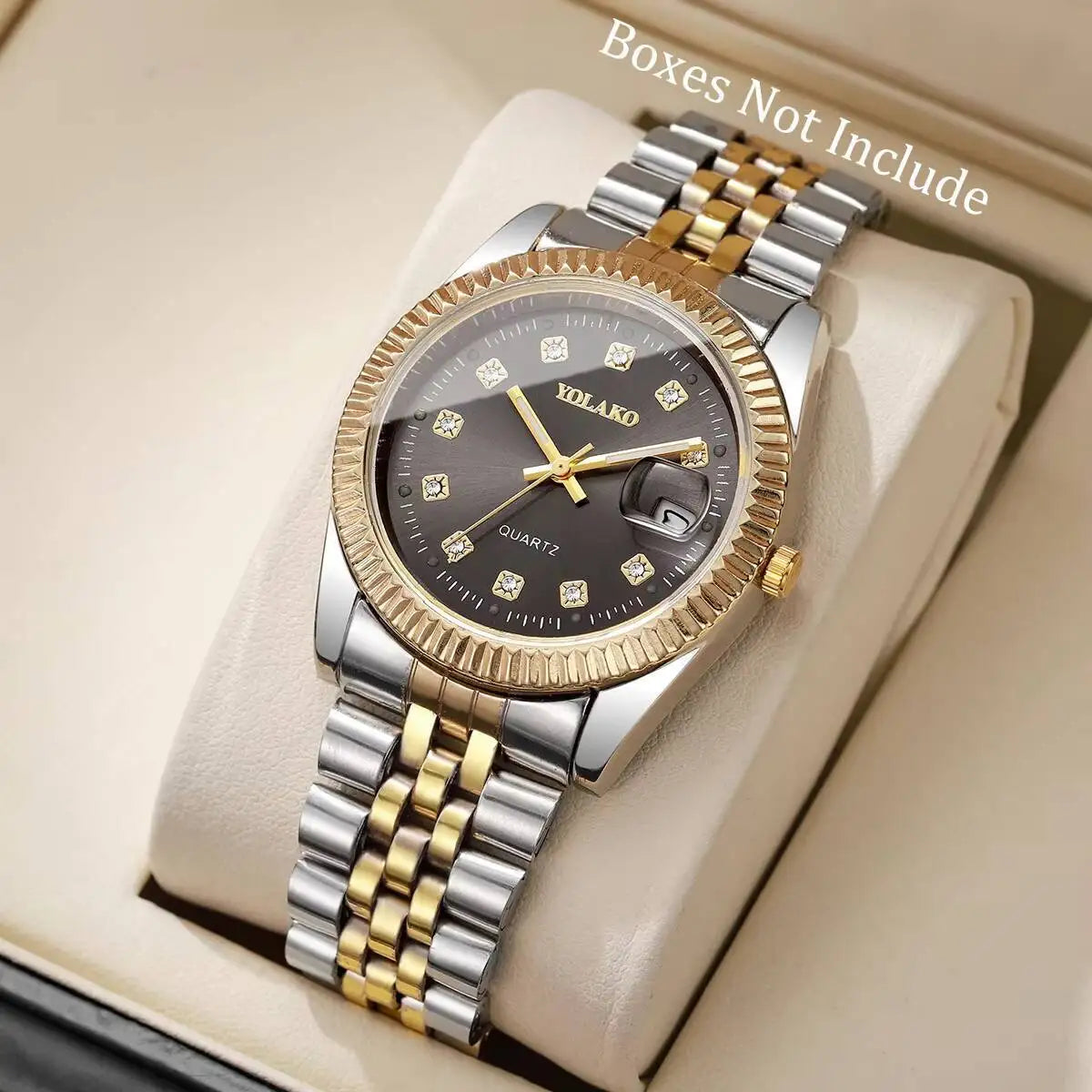 Luxury Rhinestone Men Business Watches Fashion Women Quartz Watch with Calendar Clock Gift（Without Box）