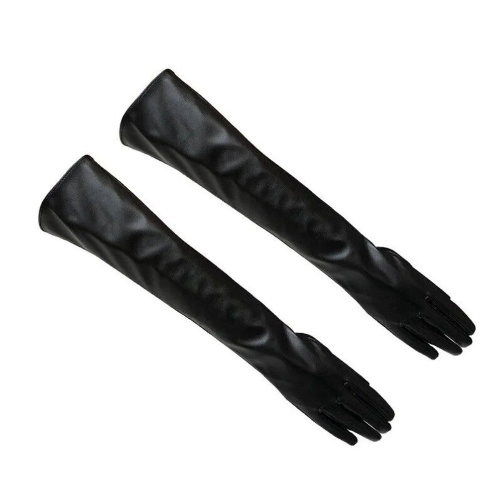 Long Elbow Gloves – Soft Lined – Synthetic Leather | KIMLUD