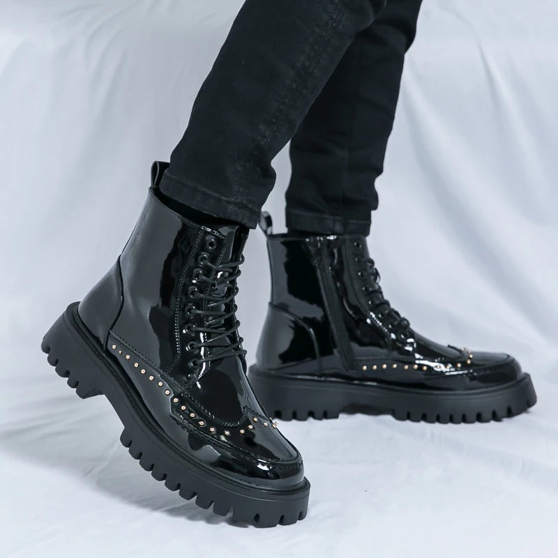 Men's Motorcycle Boots – Platform – Genuine Leather | KIMLUD