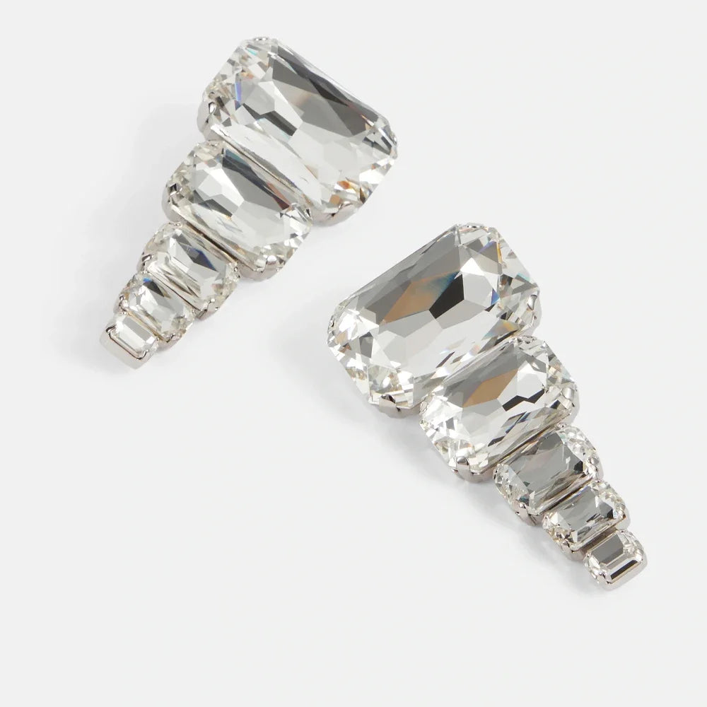 Luxury Square Crystal Jewelry Sets Women Party Accessories 2024 Fashion Show Exaggerate Bridal Necklace Earrings Set Gifts