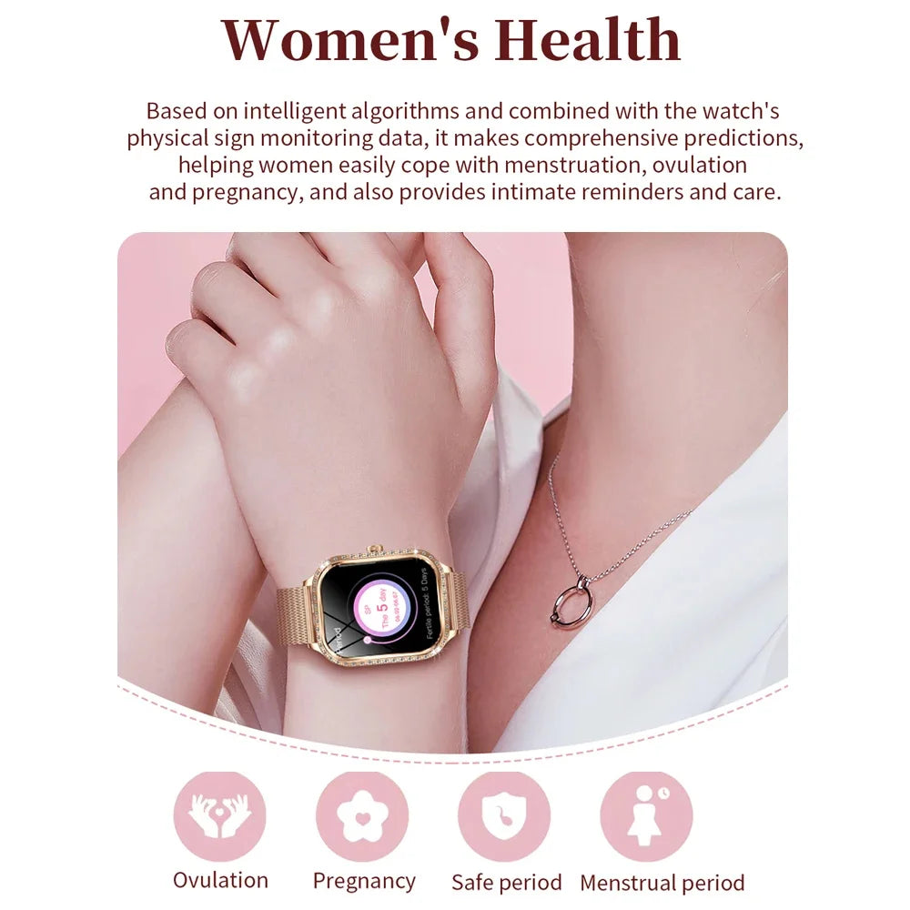 KIMLUD, 2025 New Lady Smart Watch Women AMOLED Curved Screen IP68 Waterproof Health Call Smartwatch For Samsung Huawei Apple Watch 4 ios, KIMLUD Womens Clothes