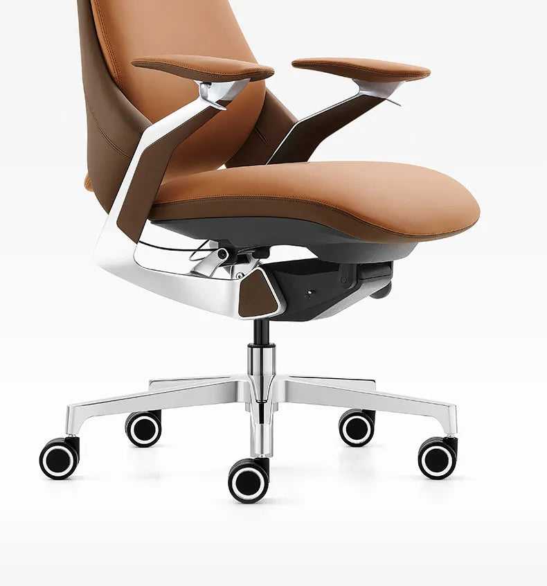 Leather Ergonomic Office Chair Solid — Ivory | KIMLUD