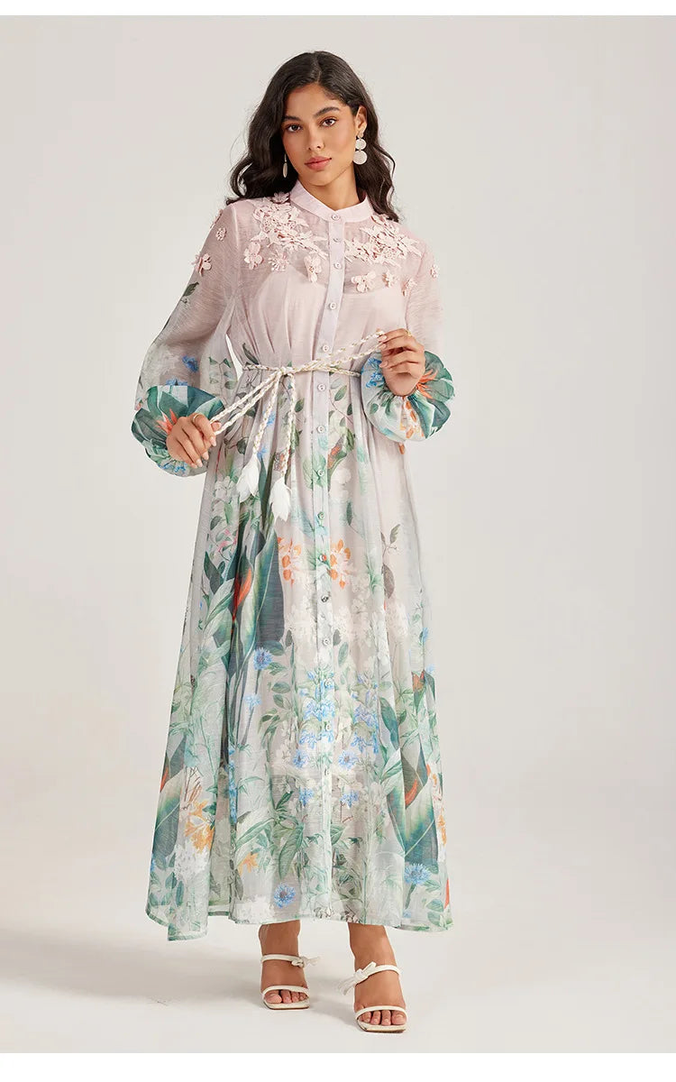 Sle Long Sve Embroidered Dr Stand Collar Tee Dimensional Holiday Faion Low Waist Thi Winter Street Sle