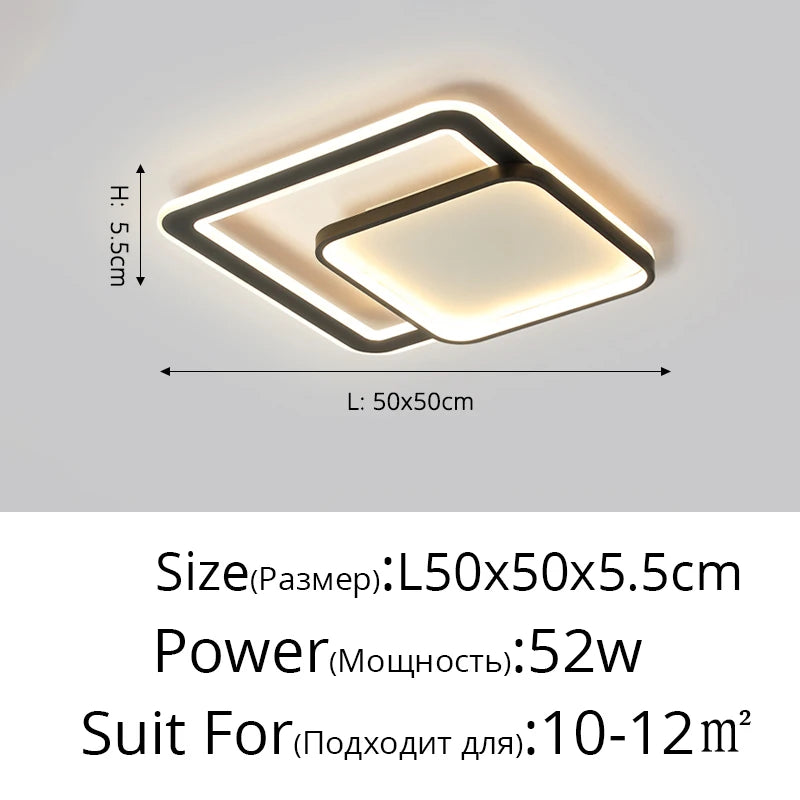 KIMLUD, Bedroom Led Chandelier Light Black White Square Modern Ceiling Lamp Attic Living Room Dining Kitchen Interior Fixture, B4 Dimmable, KIMLUD APPAREL - Womens Clothes