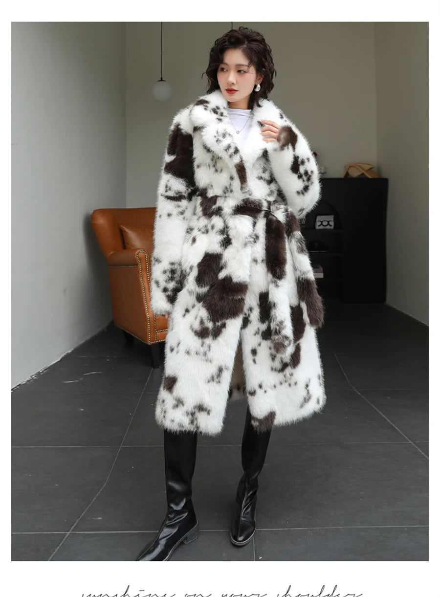 ZAROY Luxury Fluffy Faux Mink Fur Long Women's Coat Fashion Gradient Fur Winter Thick Warm Outerwear  Brand Design Overcoat шу