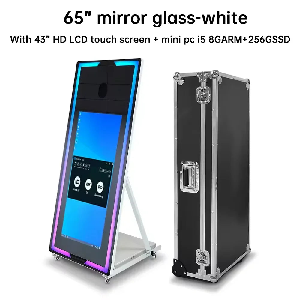 Crystal-Silver Mirror Photo Booth With Printer And Camera — Silver | KIMLUD