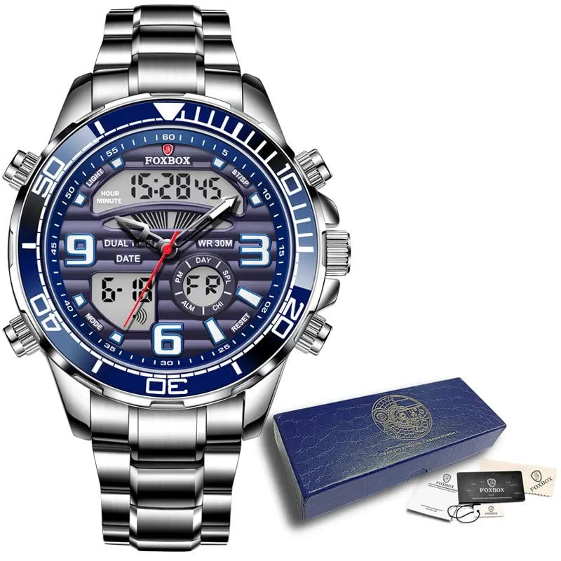 2024 Top Brand Luxury Digital Mens Watches Top Luxury Sport Quartz Wristwatch For Men All Steel Military Waterproof Clock+Box