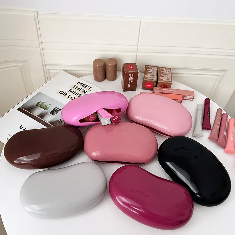 Original Luxury Woman Cosmetic Mirror Lipstick Blush Lip Gloss Portable Soft Silicone Storage Bag Toast Ribbon Gifts Cover