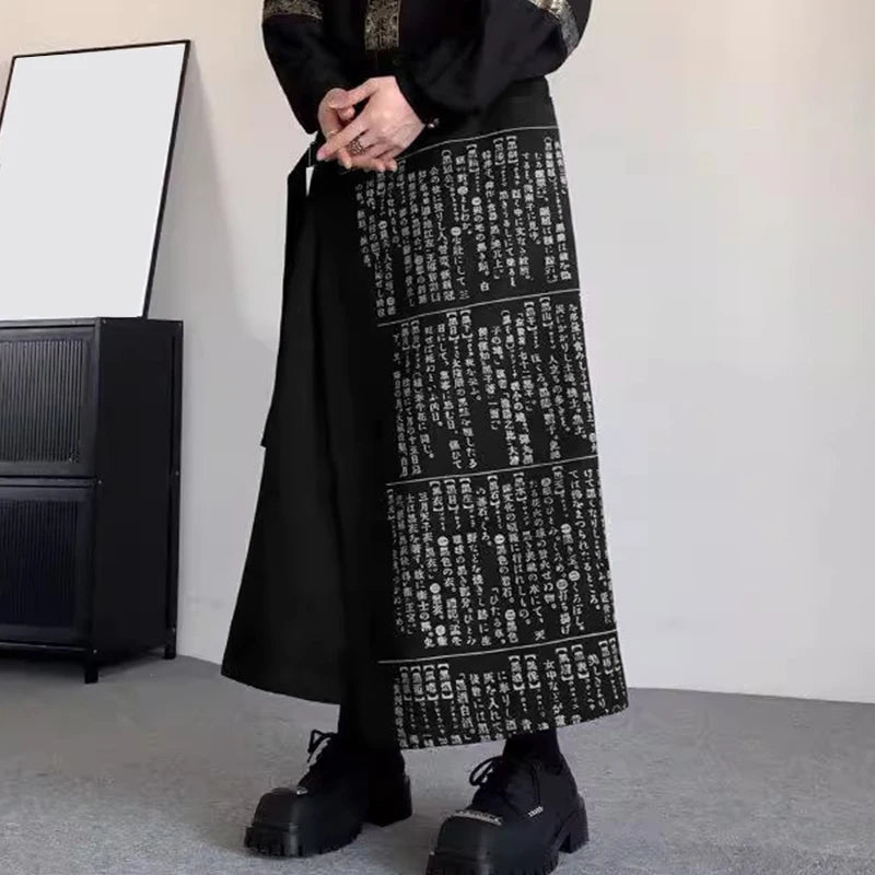 INCERUN Men Pants Printing Elastic Waist Joggers Loose Irregular Skirts Trousers Men Streetwear 2025 Vintage Casual Male Pants