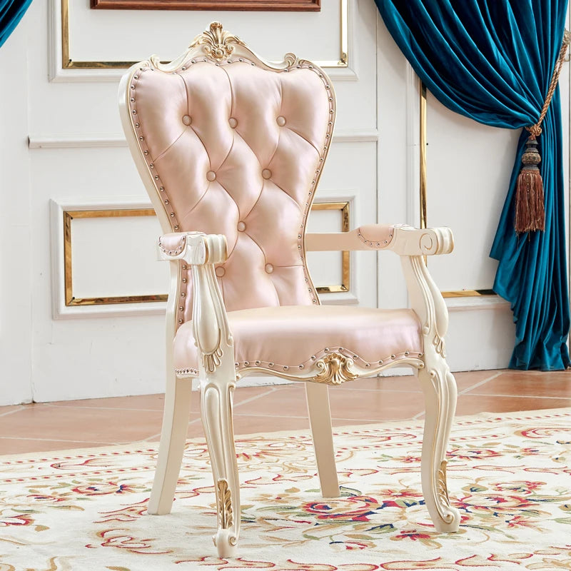 X European Solid Wood Dining Chair Princess Lazy Throne Luxury Lounge Chair Fashion Butterfly Ergonomic Muebles Entrance Furnitu