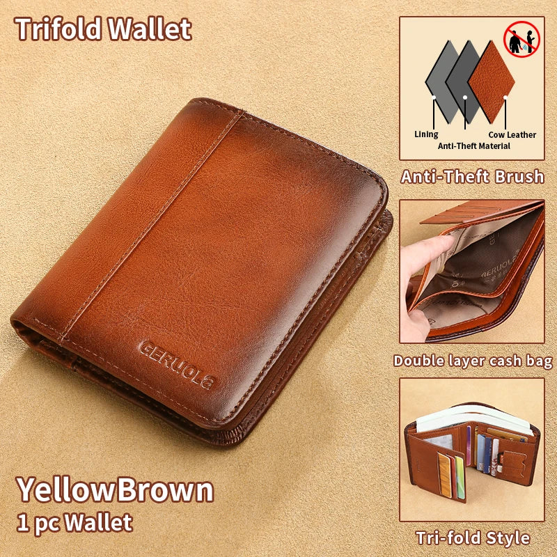 Compact Wallet – RFID Protected – Top-Grain Brown Leather – Gradient Finish | KIMLUD