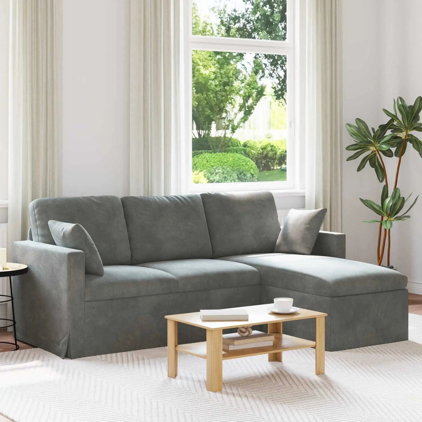 Velvet Sofa 198 x 134 x 80 cm — Dark Grey | KIMLUD