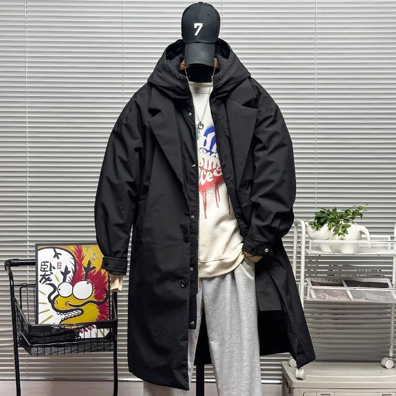 Men's Coat  Hooded New Two Pieces Korean Style Windbreaker spring  autumn Mid-Length