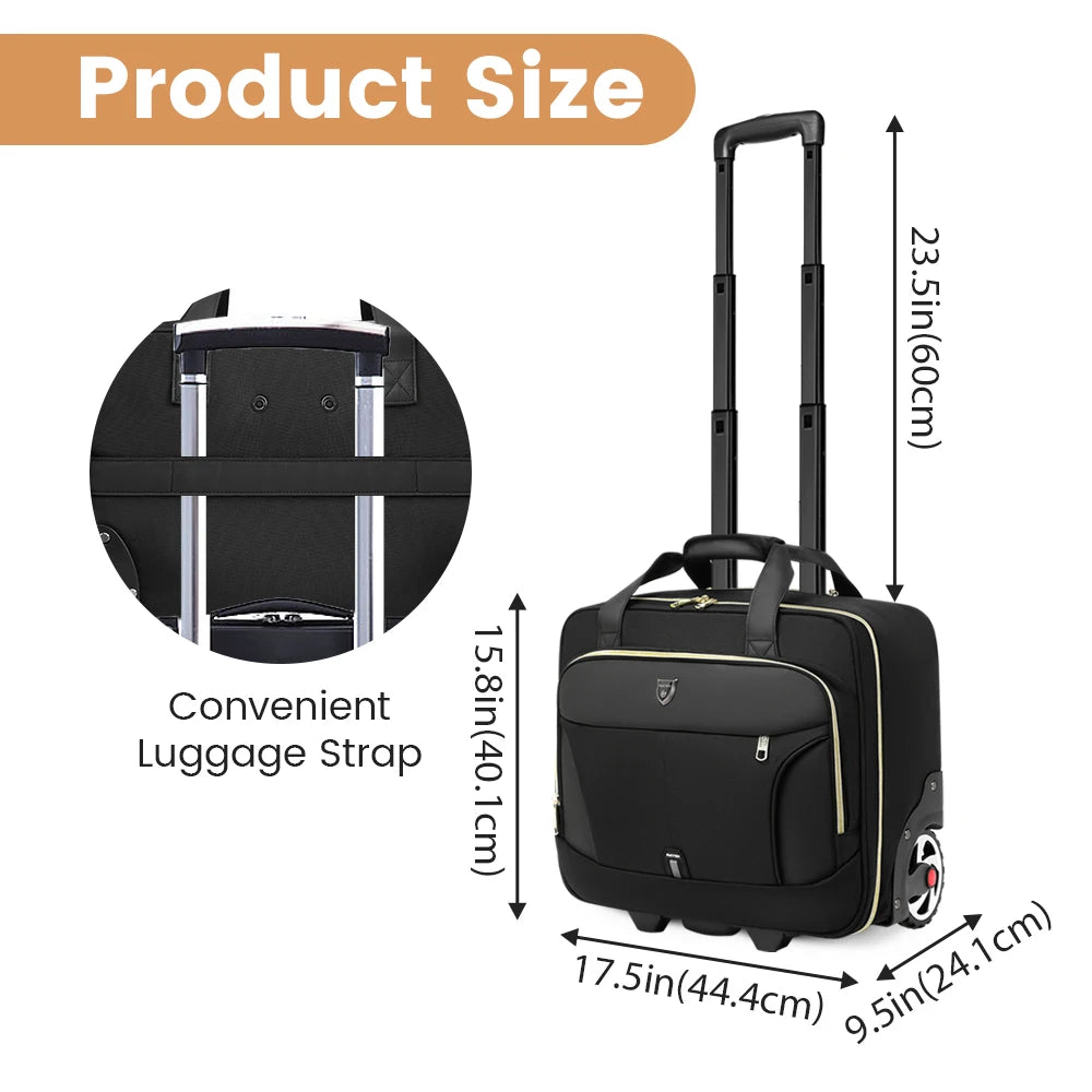 18 Inch Rolling Briefcase Large Capacity Laptop Case Briefcase Wheeled Luggage Bag Suitable For Business Travel Work Waterproof