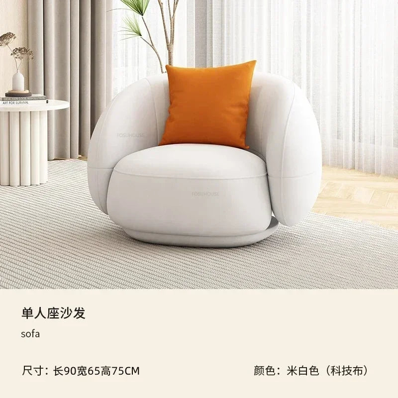Curved Living Room Sofa Two Seater — Cream | KIMLUD