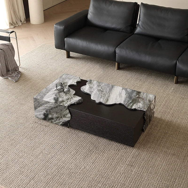 Italian Designer Marble Coffee Table - Minimalist Luxury Rectangle Art Furniture for Compact Living