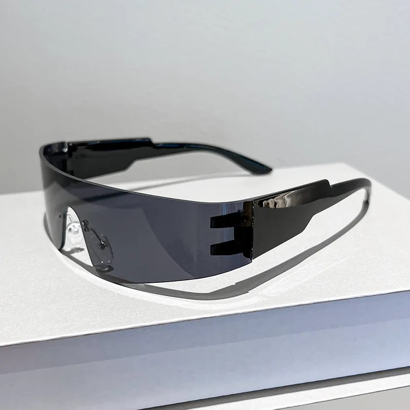 Rimless Small-Rectangle Sunglasses — Silver Mirror | KIMLUD