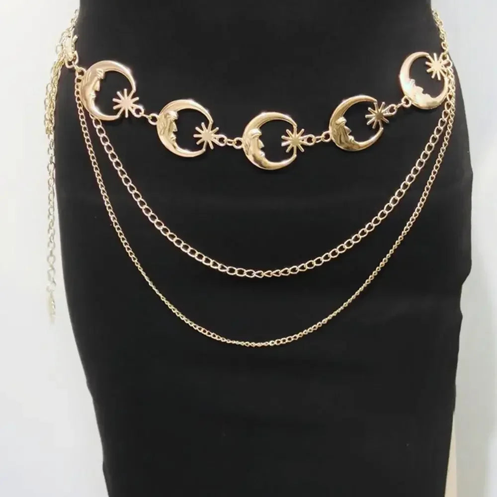Metal Waist Chain Belt Punk Hip Hop Style — Gold | KIMLUD