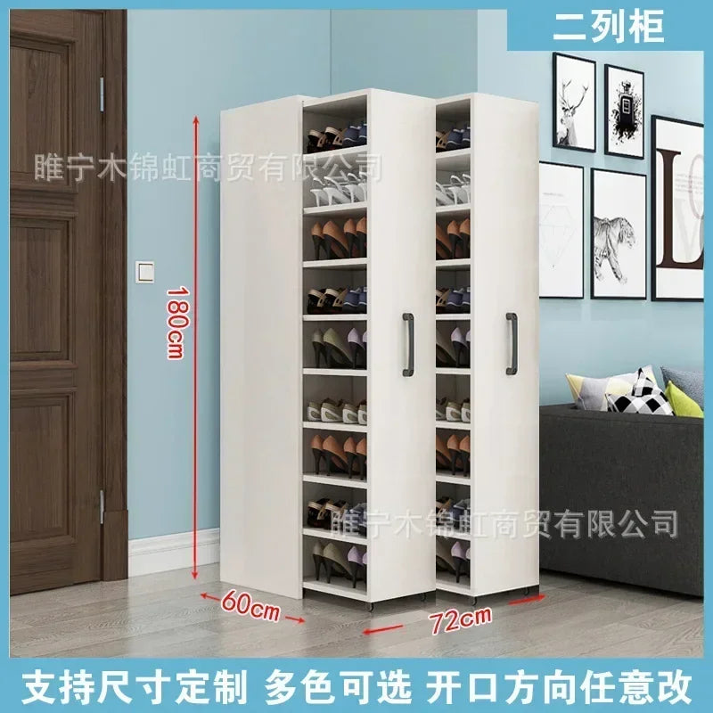 Sliding dustproof shoe cabinet, large capacity wheeled side pull shoe rack storage drawer type seam storage cabinet at home entr