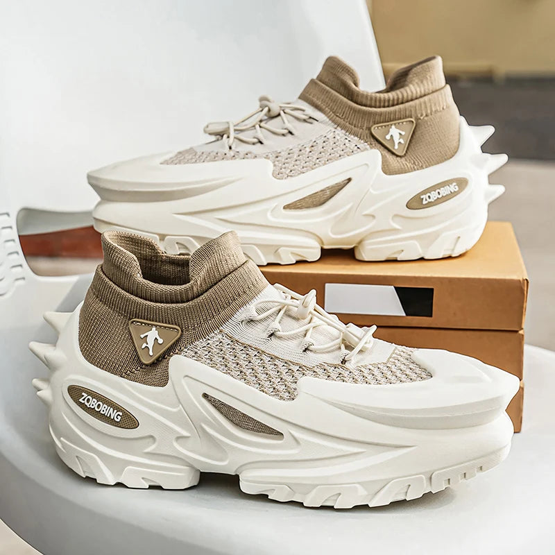 2026 Spring and Summer New Style Daily Wear Personalized Men's Shoes 39-45 Large Size Thick-Soled Fashionable Casual Shoes Versatile Sports Shoes