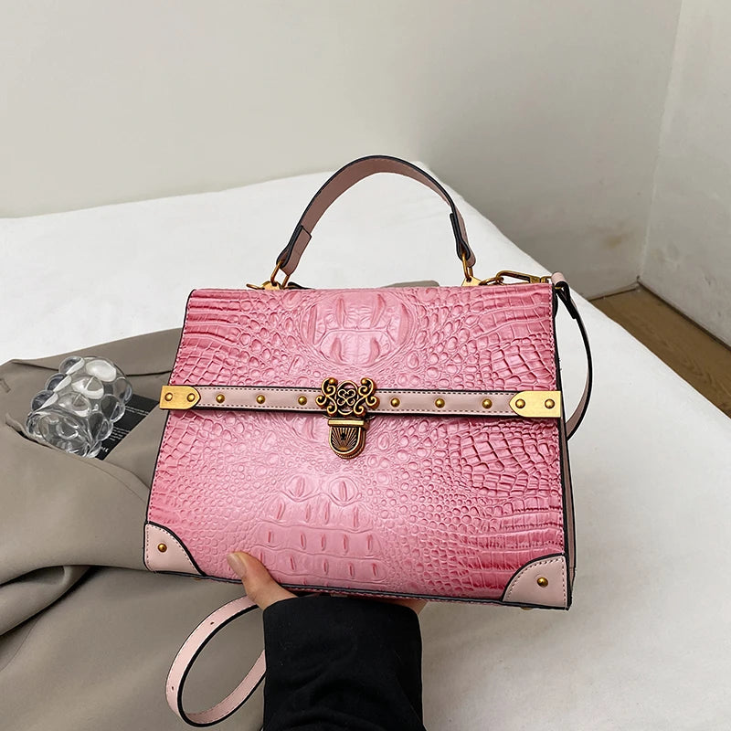 PU Leather Small Square Crossbody Bag — Purple | KIMLUD