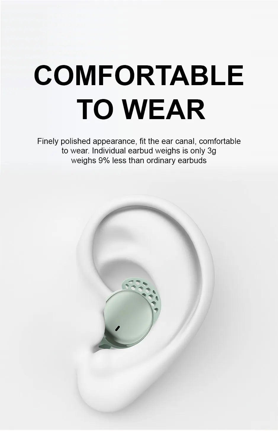 Satin-Matte ABS Earbuds Sleep-Optimized Noise-Blocking — Mint Green | KIMLUD
