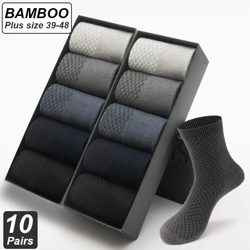 Bamboo Fiber Compression Socks Long Crew for Men — Black | KIMLUD