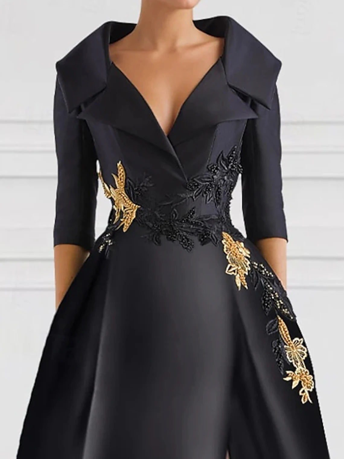 A-Line Evening Gown Elegant Dress Formal Floor Length Shirt Collar Pocket with Appliques dress to impress 2025 free customized - KIMLUD