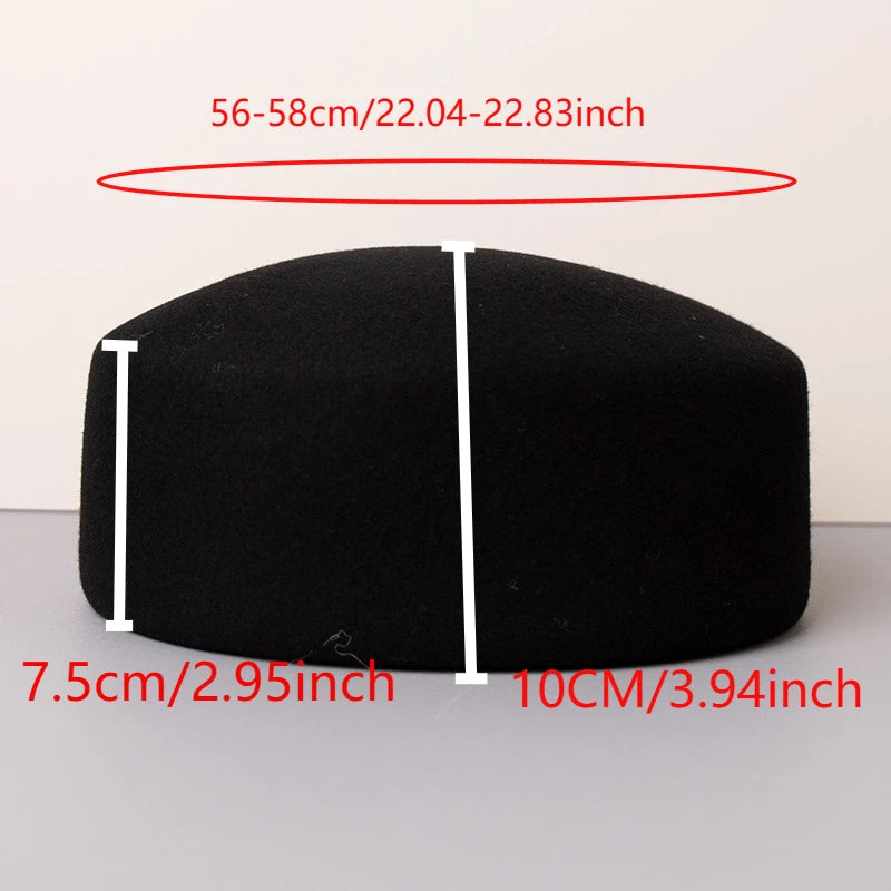 Vintage Wool Felt Solid Fedora Hats — Black | KIMLUD