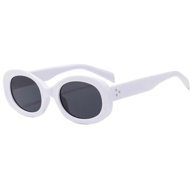 Oval Frame Sunglasses Plastic Retro Small — Black | KIMLUD