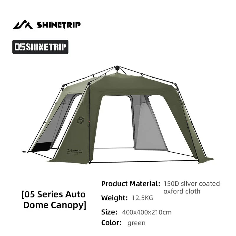 ShineTrip Auto Dome Canopy Series Silver Coated Canopy Oversized Quick Setup Sunproof Camping Auto Dome House Waterproof Tent