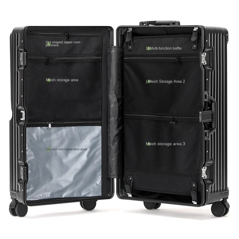 Front Opening Suitcase Aluminium Frame Large Capacity Carrier 28-inch Oversized Luggage 20 inch Trip Cabin Travel Case 2025 New