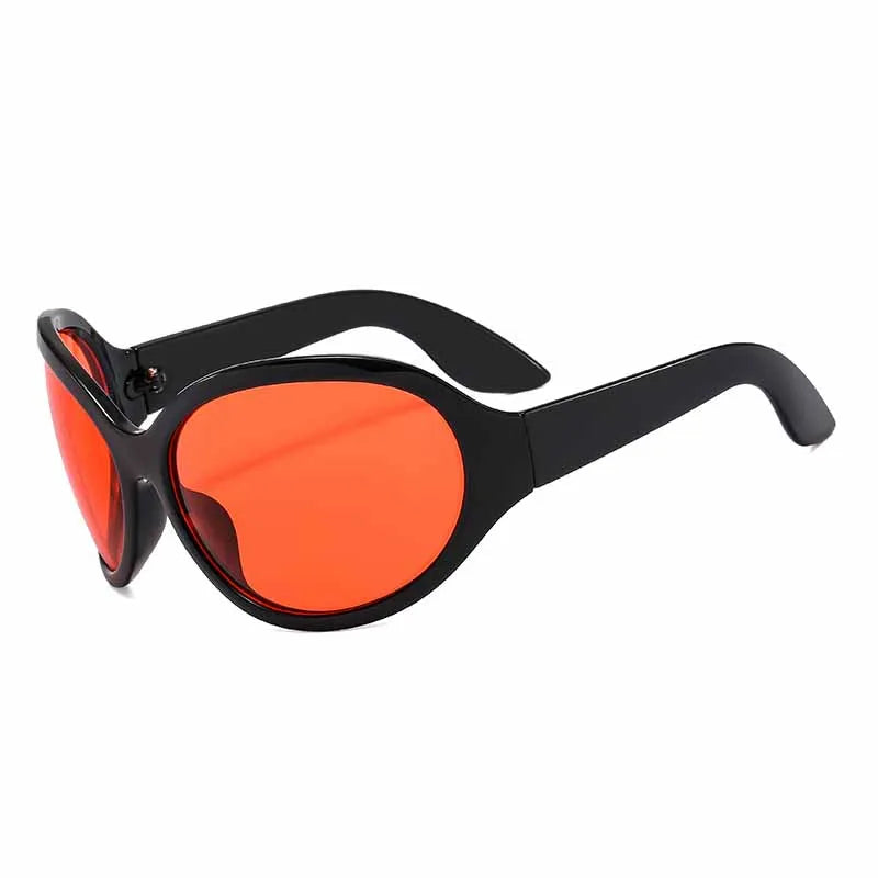 Oversized Oval Sunglasses Y2K Punk — Black | KIMLUD