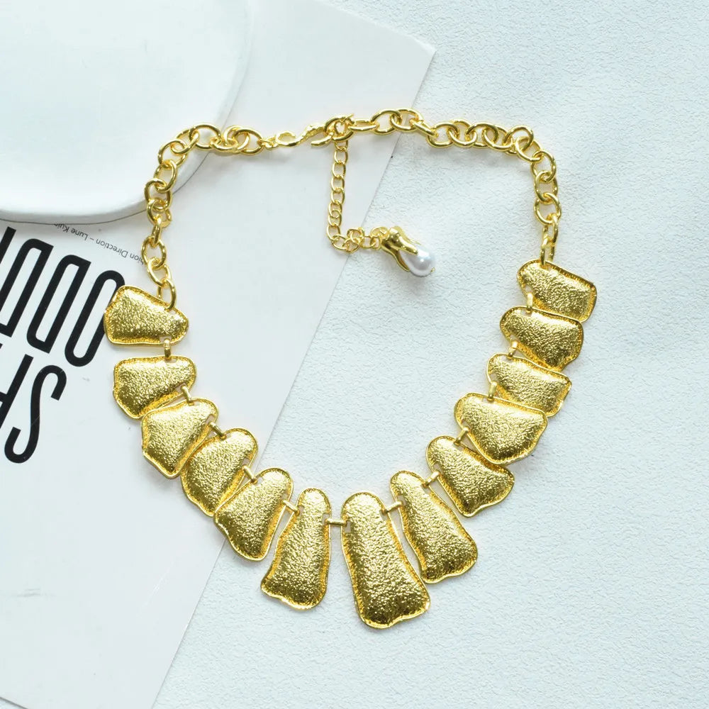 Handmade Exaggerated Women's Multi Metal Alloy Abstract Geometric Choker Necklace Jewelry Fashion Party Show Dress Accessory