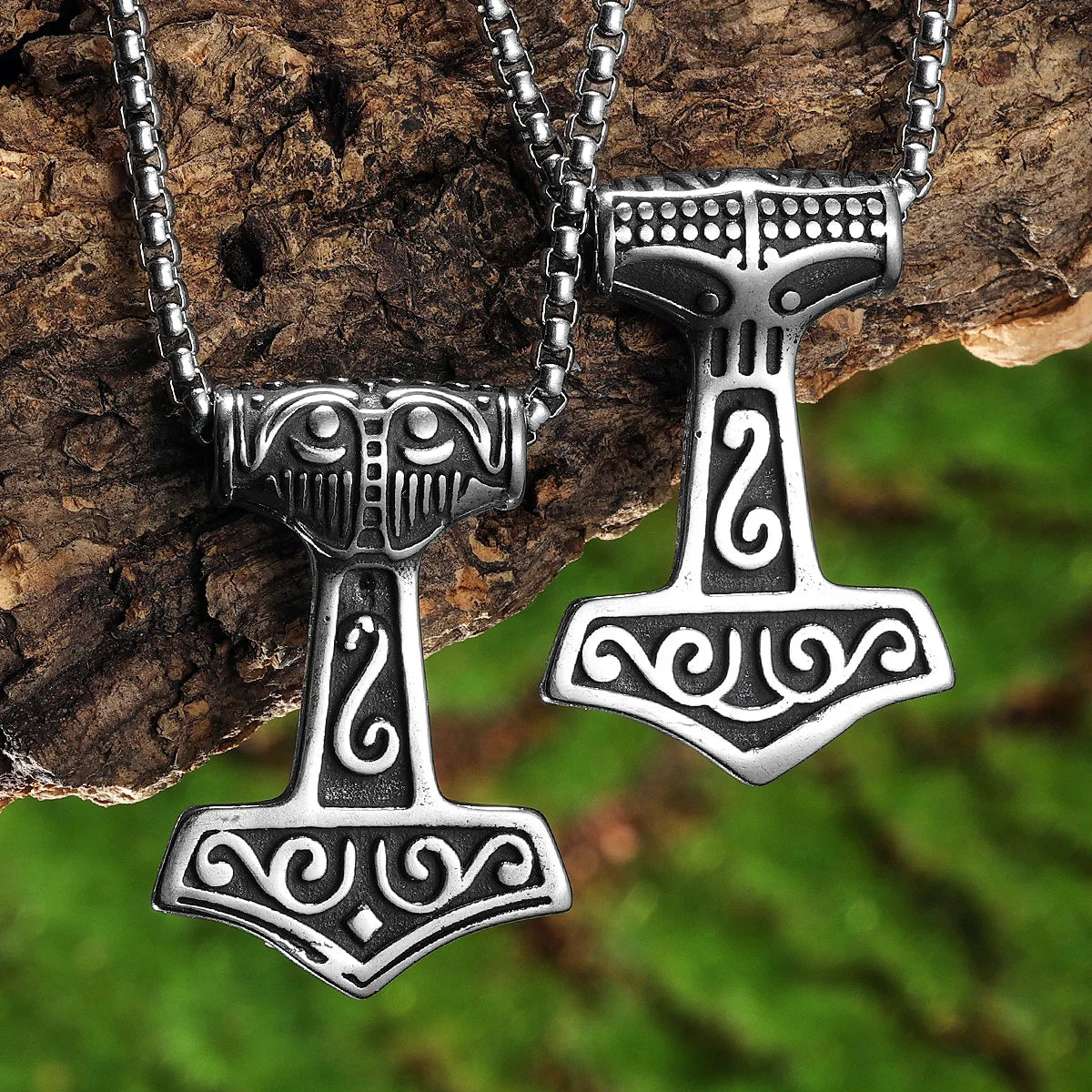 Viking Thor's Hammer Amulets Men Necklaces With Pendant Stainless Steel Jewelry For Male Women Punk Hip Hop Accessories Gifts