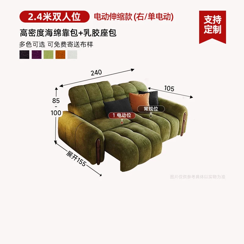 Chinese Style Living Room Sofa Multifunctional Smart Seating — Olive Green | KIMLUD