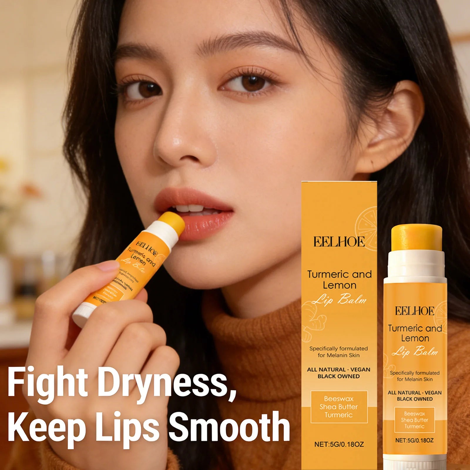 Turmeric Lemon Lipstick Soften Soothing Lip Skin Relieve Lip Dryness Brighten Improve Dullness Exfoliating Moisturizing Lip Balm