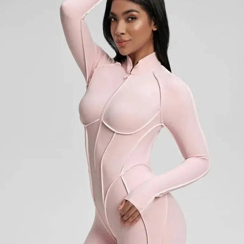 Jumpsuit – Chest Cushion – Nylon Elastane – Striped | KIMLUD