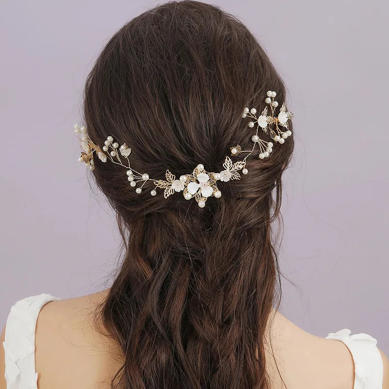 KIMLUD, Trend Hair Comb Bridal Tiaras Rhinestone Pearl Alloy Hairband Hairpin Wedding Hair Ornament Girls Daily Headwear Head Jewelry, KIMLUD Women's Clothes