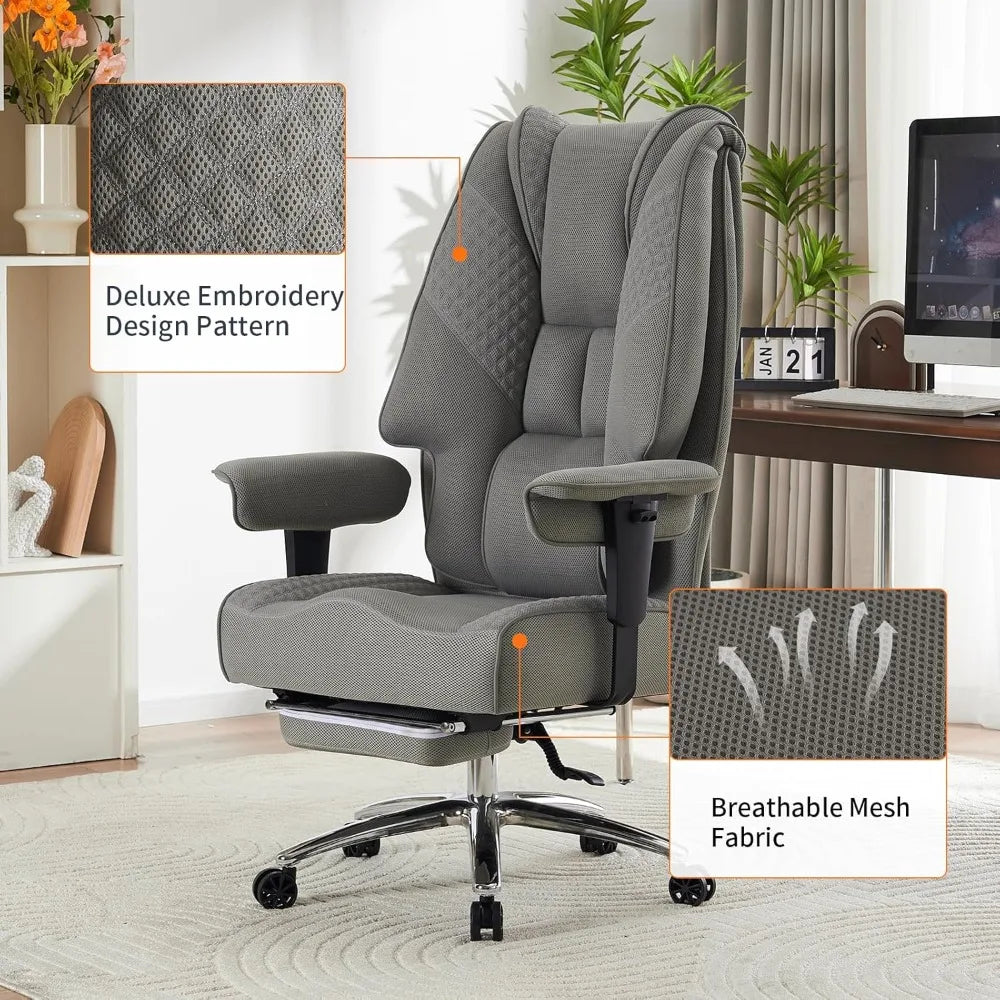 Leather High-Back Office Chair Ergonomic Lumbar Support — Black | KIMLUD