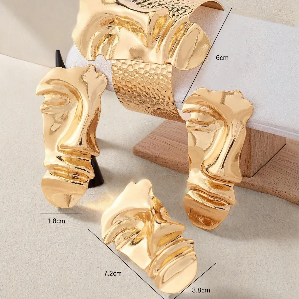 Geometric Earrings Face Geometry Cubic Zirconia Zinc Alloy Silver | KIMLUD