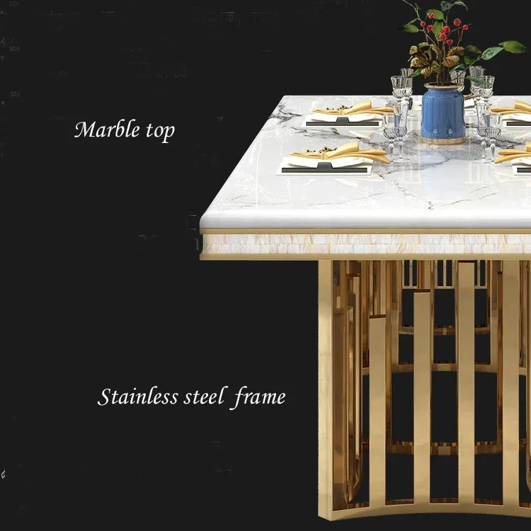 Gold Stainless Steel Frame Dining Set — Gold | KIMLUD