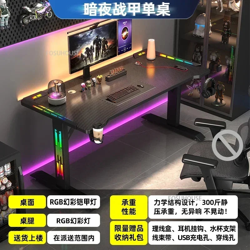Modern E-sports Table Home Study Room Office Computer Table Office Furniture Internet Cafe Gaming Desk With RGB Atmosphere Light