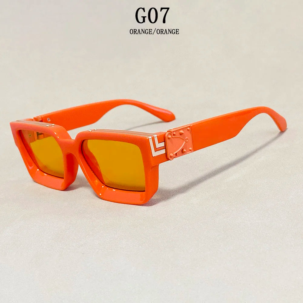 Resin Square Sunglasses Vintage Millionaire Style — Silver | KIMLUD