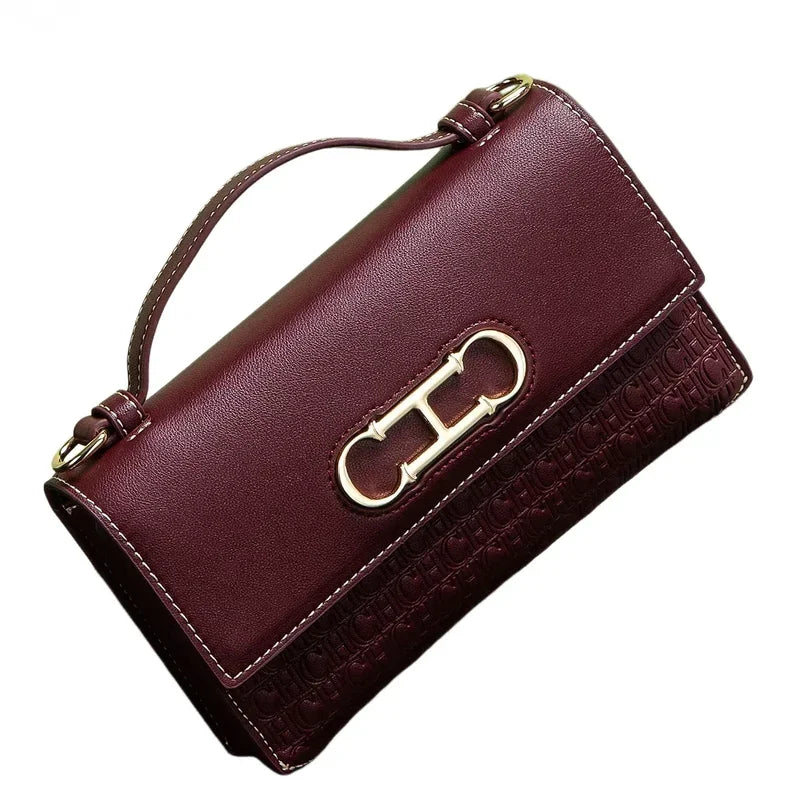 Leather Letter Print Crossbody Bag — Black | KIMLUD