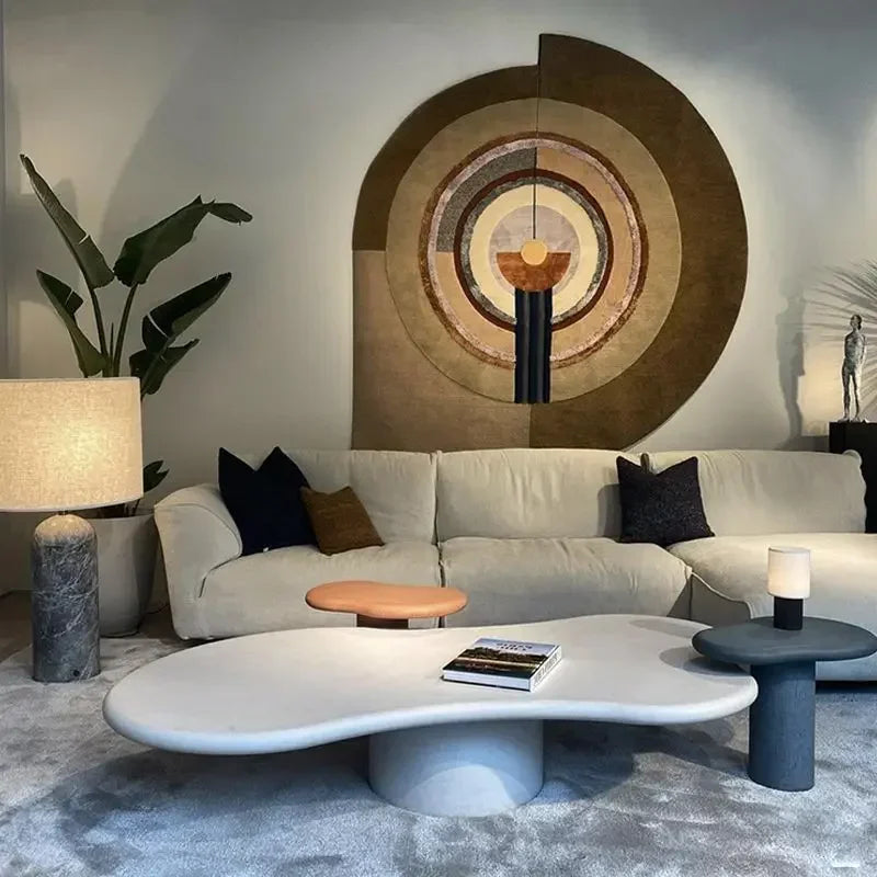 Nordic Wind Wood Art Coffee Table Cloud Shaped — Beige | KIMLUD
